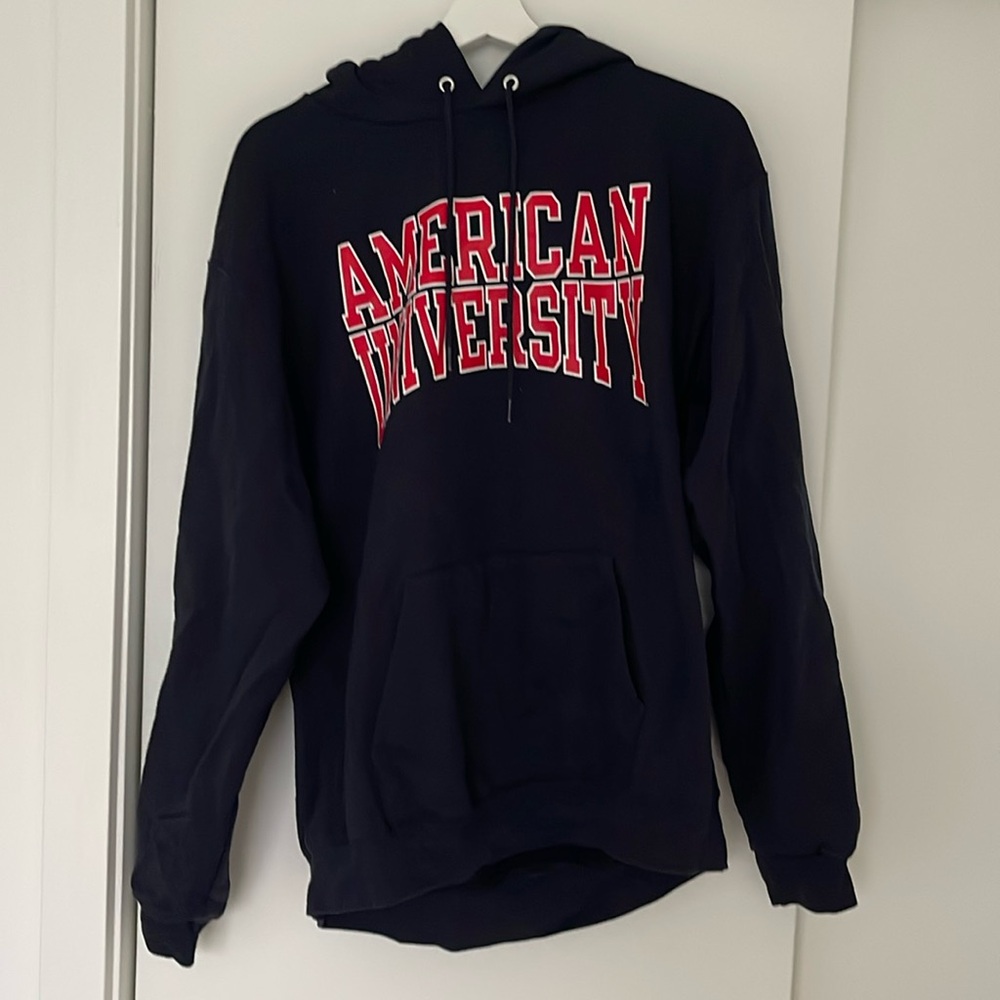 American University hoodie navy blue size L